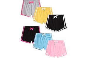 Dreamstar Girls' Active Shorts - 6 Pack Athletic Gym Dolphin Shorts (Size: 7-16)