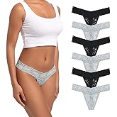 Yuamose Lace Thongs For Women Plus Size Sexy Underwear T Back Stretch Womens Thongs Underwear 5/6/10 Pack