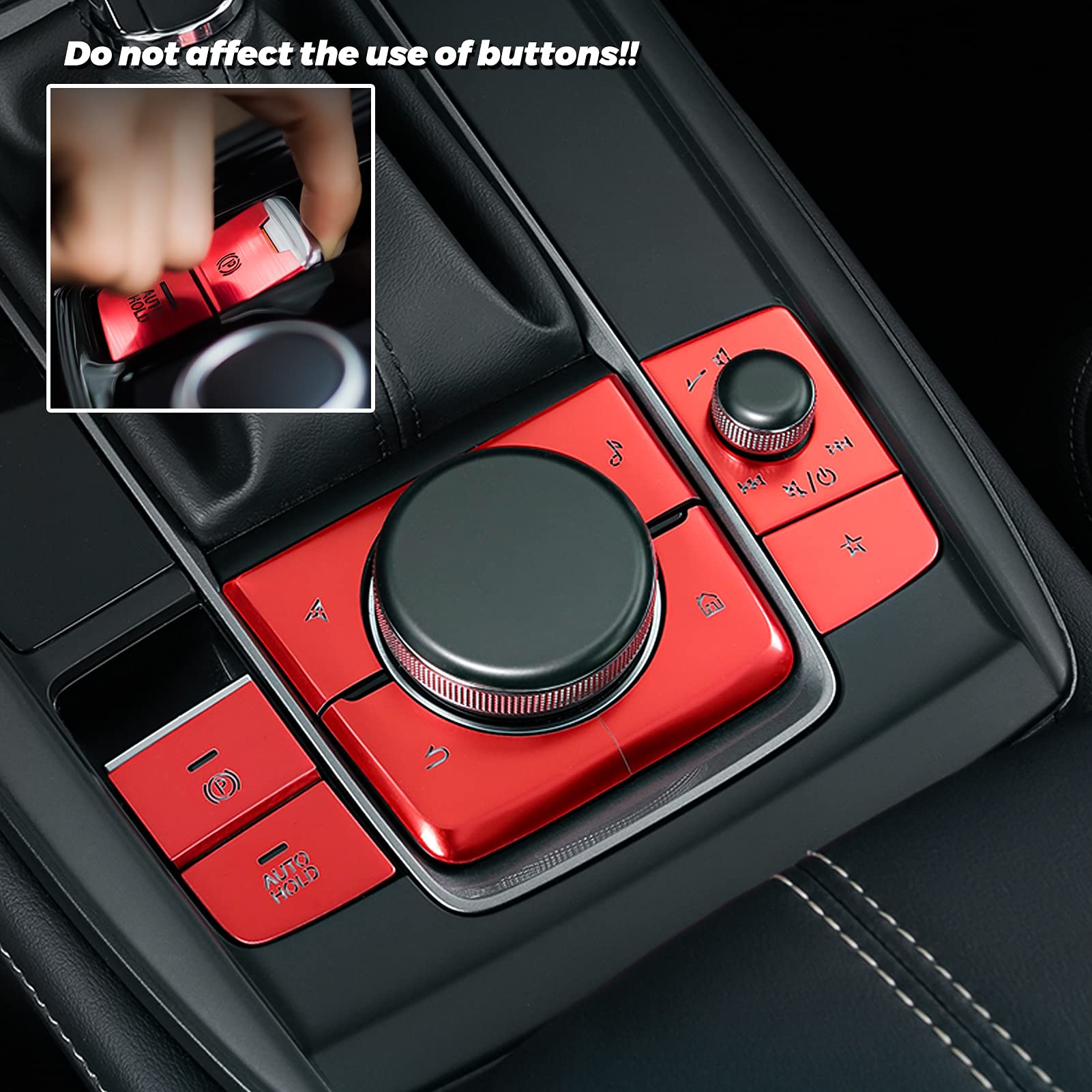 ANFOKAS 8pcs Compatible with Mazda 3 CX-30 CX-50 2025 2024 2023 2022 2021 2020 Accessories Car Center Console Cover Gears Gear Panel Gear Shift Knob Button Cover Trims -Red