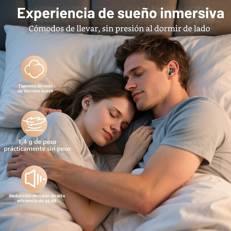 Tampões para os ouvidos com ruído de sono, 45dB de cancelamento de ruído, 4 tamanhos (XS/S/M/L)