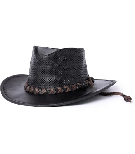 Minnetonka Unisex Aussie Leather Hat with Adjustable Chin  display picture 2