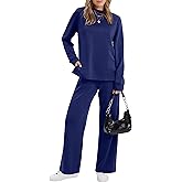 XIEERDUO Women's Side Slit Lounge Sets 2 Piece Outfits Mock Neck Tracksuit Fashion Sweatsuit Wide Leg Loungewear S-3XL