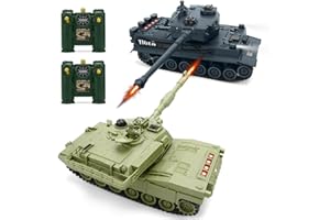 BEAURE RC Tank, 1/28 Scale Remote Control Battle Tank Set with Sounds/Lights/Battle Game/Life Indicator, 2.4G 9 Channels Radio Control Car Infrared Shoot, WW2 Military Vehicle Model Toys for Boys Kids Adults