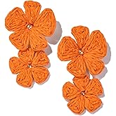 Flower Drop Earrings Floral Raffia Earrings Boho Statement Dangle Earrings Trendy Cute Summer Beach Vacation Jewelry for Women