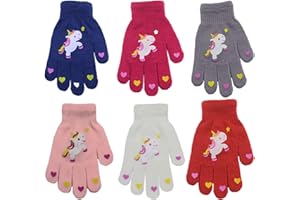 Kids Gloves Winter Knitted Colorful Unicorn Gloves Magic Full Finger Gloves Stretchy Warm Gloves for Boys and Girls, Unisex, 