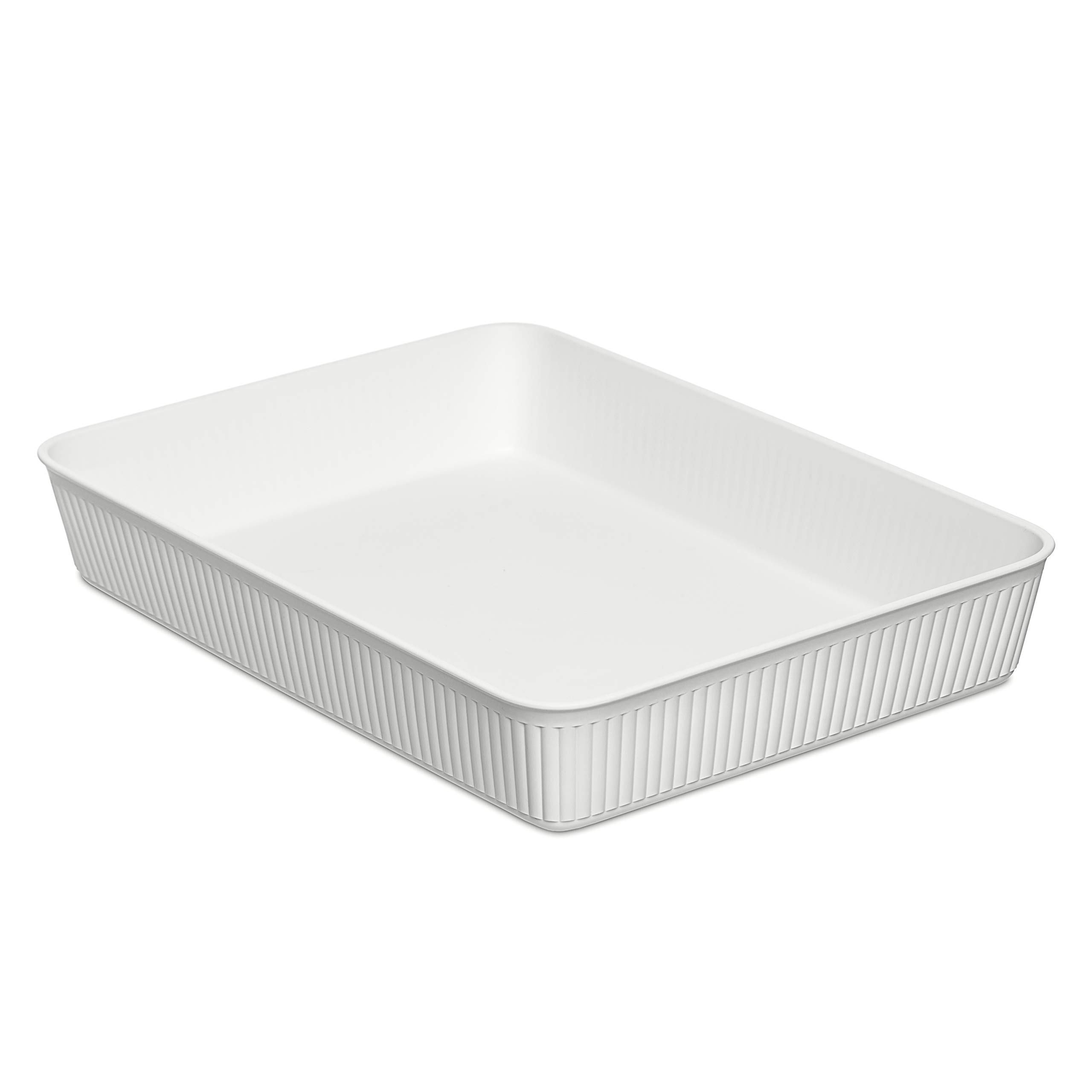 TATAY Plastic Storage Basket A4 Baobab | Drawer Organiser | Elegant Functional Design | Home & Office Organisation | Recycled BPA-Free Plastic | 24.7x33.6x5.6 cm, White — image 1