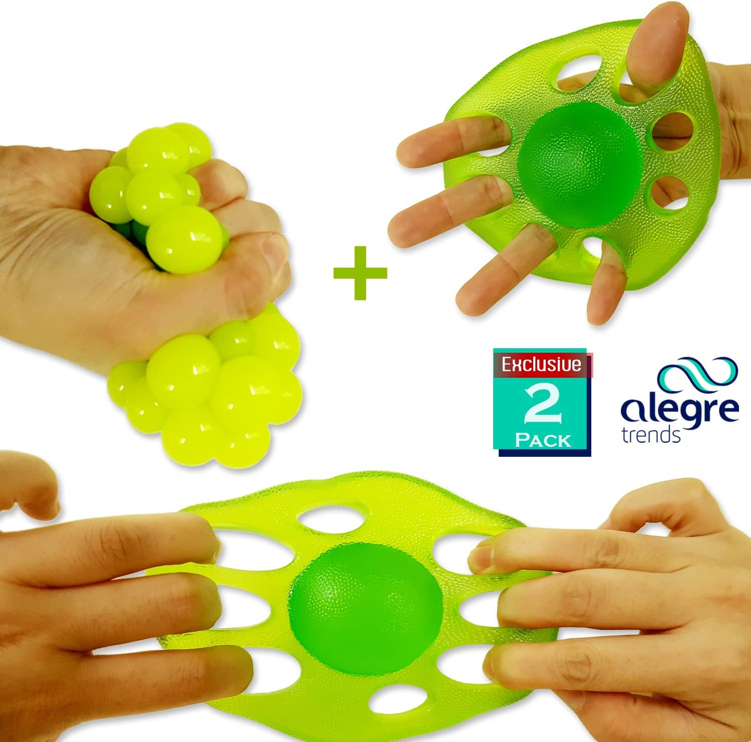 Hand Exerciser Finger Strengtheners & Squishy Ball - Finger Exerciser & Grip Strengthening for Guitar, Rock Climbing, Arthritis- Squeeze Mesh Squishy Ball Stress Relief and Blood Circulation
