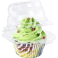 Katgely Individual Cupcake Containers (Pack of 50)- Single Compartment Clear Plastic Cupcake Boxes, Cupcake Holder - Stackabl