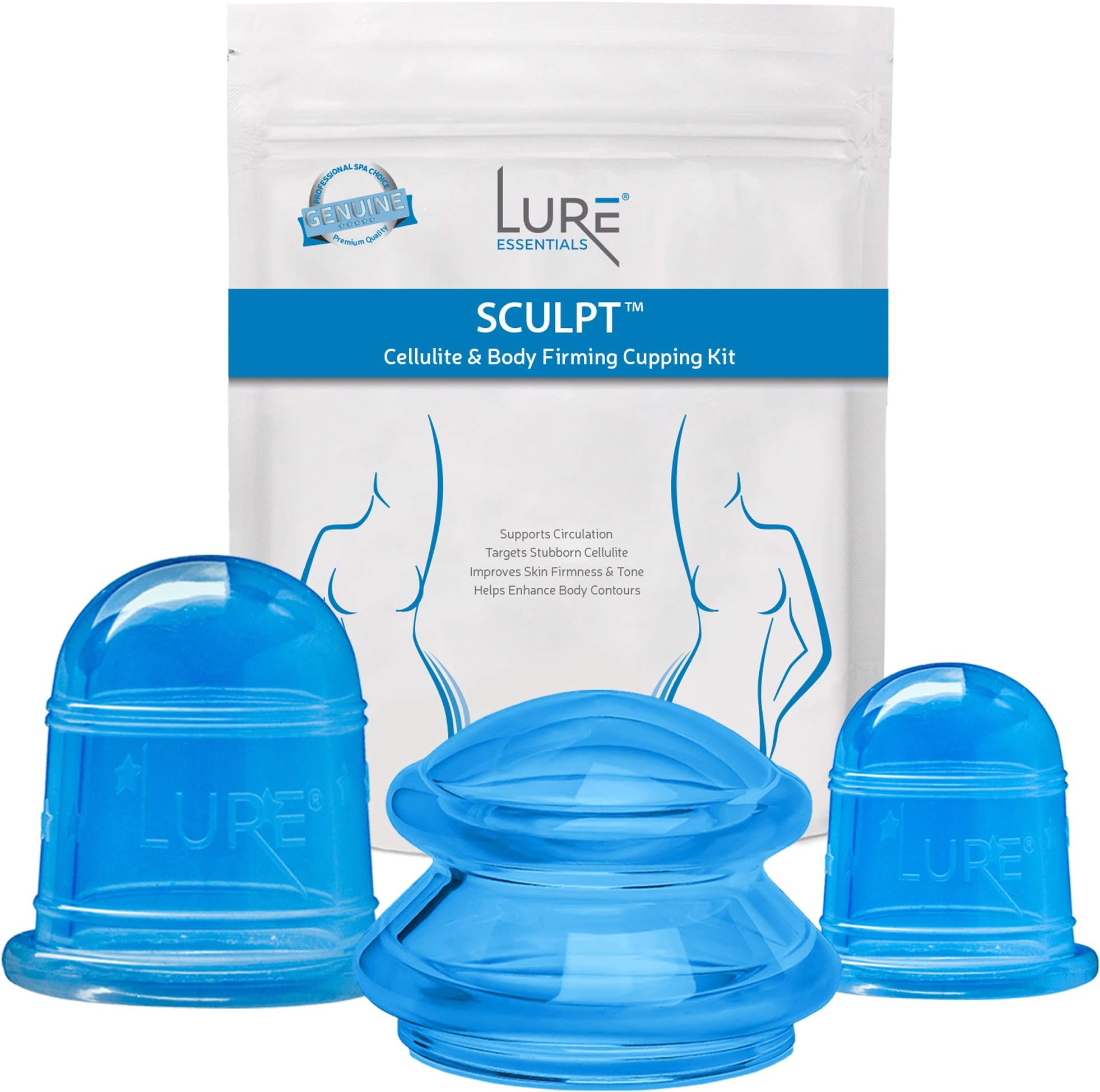 Cellulite Cup Cupping Therapy Sets - Best Anti Cellulite Suction Massage Cups and Book (SCULPT)