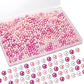 Rierdge 1000pcs Pearl Beads for Jewelry Making, 6mm Pink Series Plastic Beads for DIY Crafting Bracelets, Necklaces, Earrings
