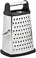 Professional Box Grater, Stainless Steel with 4 Sides, Best for Parmesan Cheese, Vegetables, Ginger, XL Size, Black