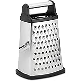 Professional Box Grater, Stainless Steel with 4 Sides, Best for Parmesan Cheese, Vegetables, Ginger, XL Size, Black