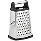 Professional Box Grater, Stainless Steel with 4 Sides, Best for Parmesan Cheese, Vegetables, Ginger, XL Size, Black
