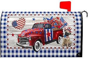 HAROONI American Truck Mailbox Covers Magnetic Standard Size 18X21in Patriotic American Flag Mailbox Cover Summer Holiday Decorative Magnetic Mailbox Covers Post Wraps Letter Box Cover for Home Garden Yard