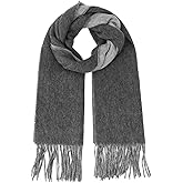 FLEESOFT 100% Wool Plaid Scarf for Men and Women, Winter Warm Long Scarves for Cold Weather