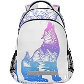 Galaxy Wolf Double Exposure Tattoo Art Backpacks Travel Laptop Daypack School Book Bag for Men Women Teens Kids one-size