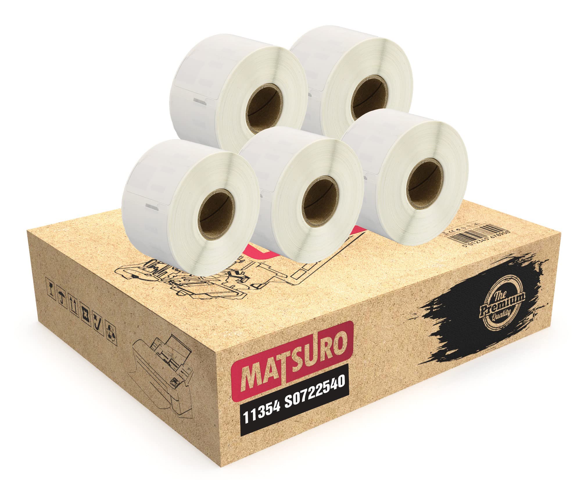 Matsuro Original | Compatible Label Rolls Replacement for DYMO 11354 S0722540 (57 mm x 32 mm | 1000 Labels per Roll | 5 Pack)