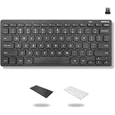 Macally Compact Wireless Keyboard - 2.4 Small Keyboard for Laptop, Desktop PC, Surface, Chromebook, Notebook, Slim Mini Key board with 2.4G Wireless USB - Portable, Ready for Travel without Number Pad