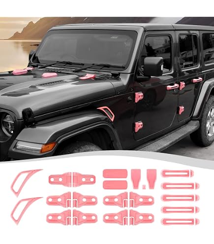 Red ABS Door Handle Cover For Jeep Wrangler JK/JKU 2007-2018 - Exterior Trim Guard, Scratch Protector, Easy Install - View #3