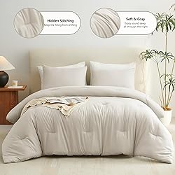 CozyLux Beige Comforter Set Full Size, 3 Pieces