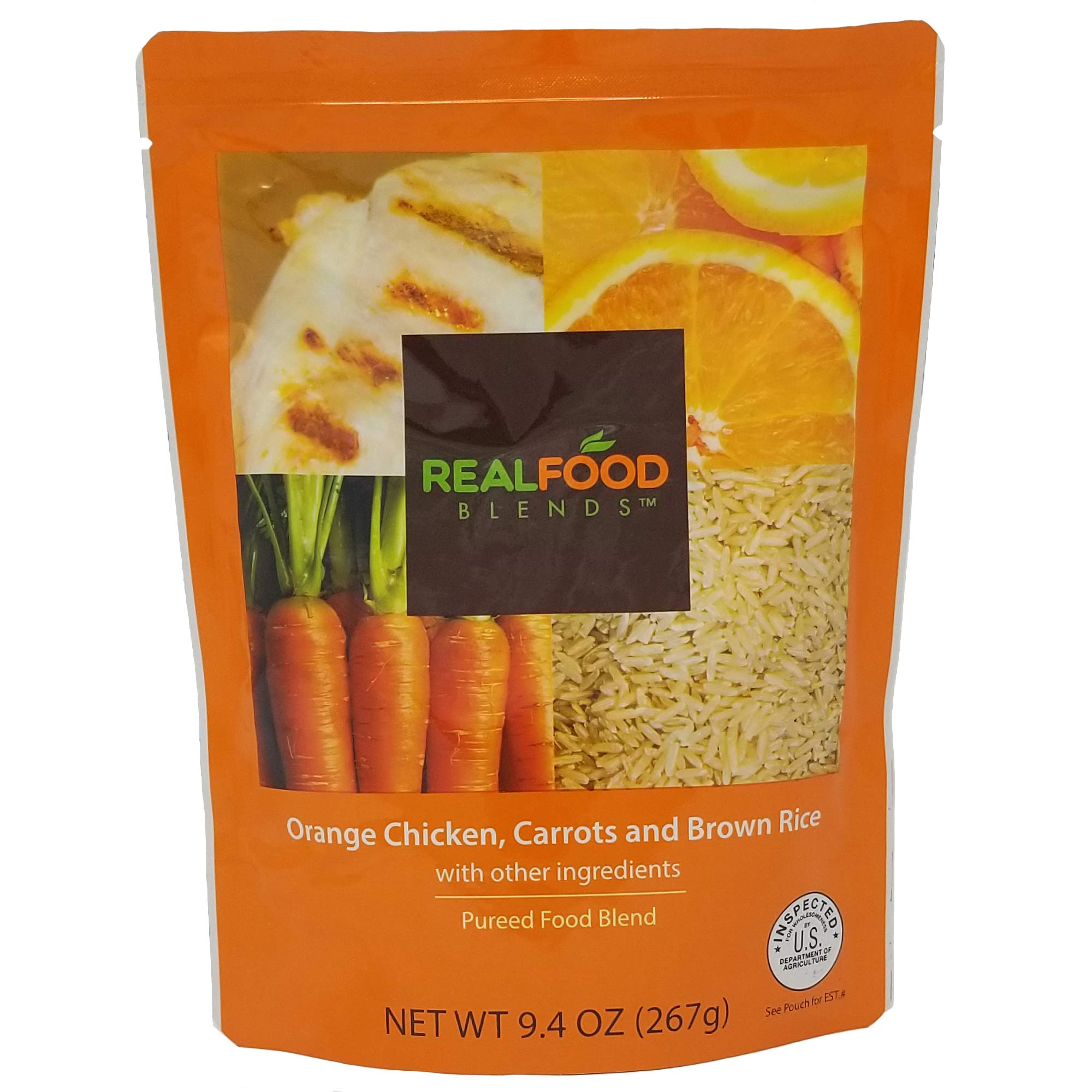 Real Food Blends Orange Chicken, Carrots & Brown Rice Pureed Blended