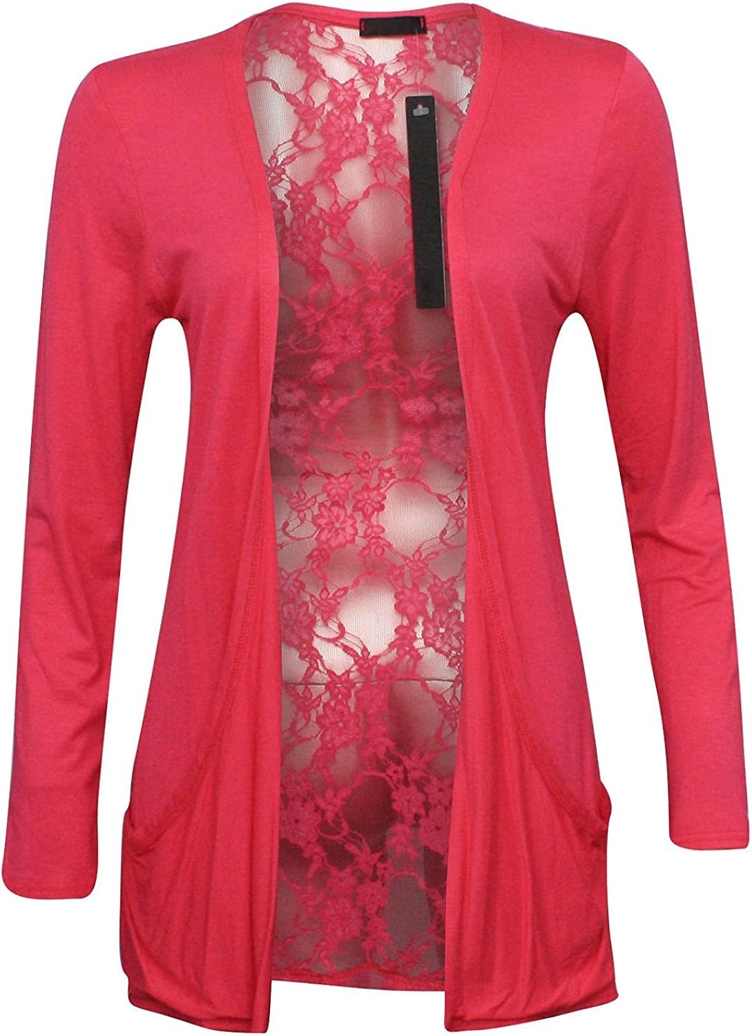 Cárdigan Largo de Verano para Mujer con Encaje Floral 78S Negro .Coral