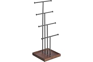 �鶹�� Basics Four-Tier Jewelry Tree Stand - Walnut/Black