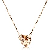 Linawe Moissanite Crystal Imitation Diamond Necklace for Women Trendy, Birthstone Rhinestone Dainty Jewelry, Circle Pendant Stainless Steel Chain Necklaces, Gold, Rose Gold and Silver Tones