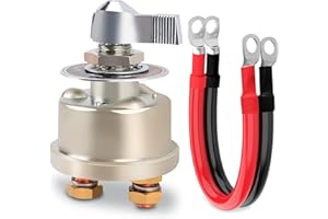 FEITON 12-48V 200A Master Battery Disconnect Switch & 4 AWG 1FT Battery Cables Set, High Current Battery Power Cutoff Killer Switch for Car Vehicle RV Truck Boat Marine ATV On/Off Battery Isolator Switch
