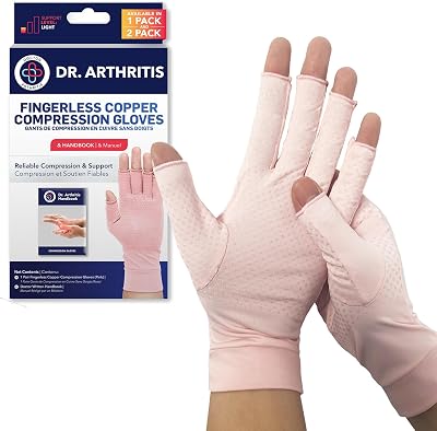 Dr. Arthritis Copper Nylon Compression Gloves for Women M Pair with Handbook