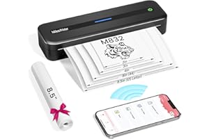 Ponek Travel Printer, Portable Printers Wireless for Travel, M832 Bluetooth Printer for iPhone & Laptop, Support 8.5"x11" US Letter/A4/4/3/2" Paper, Portable Thermal Printer for Office, Car, Home
