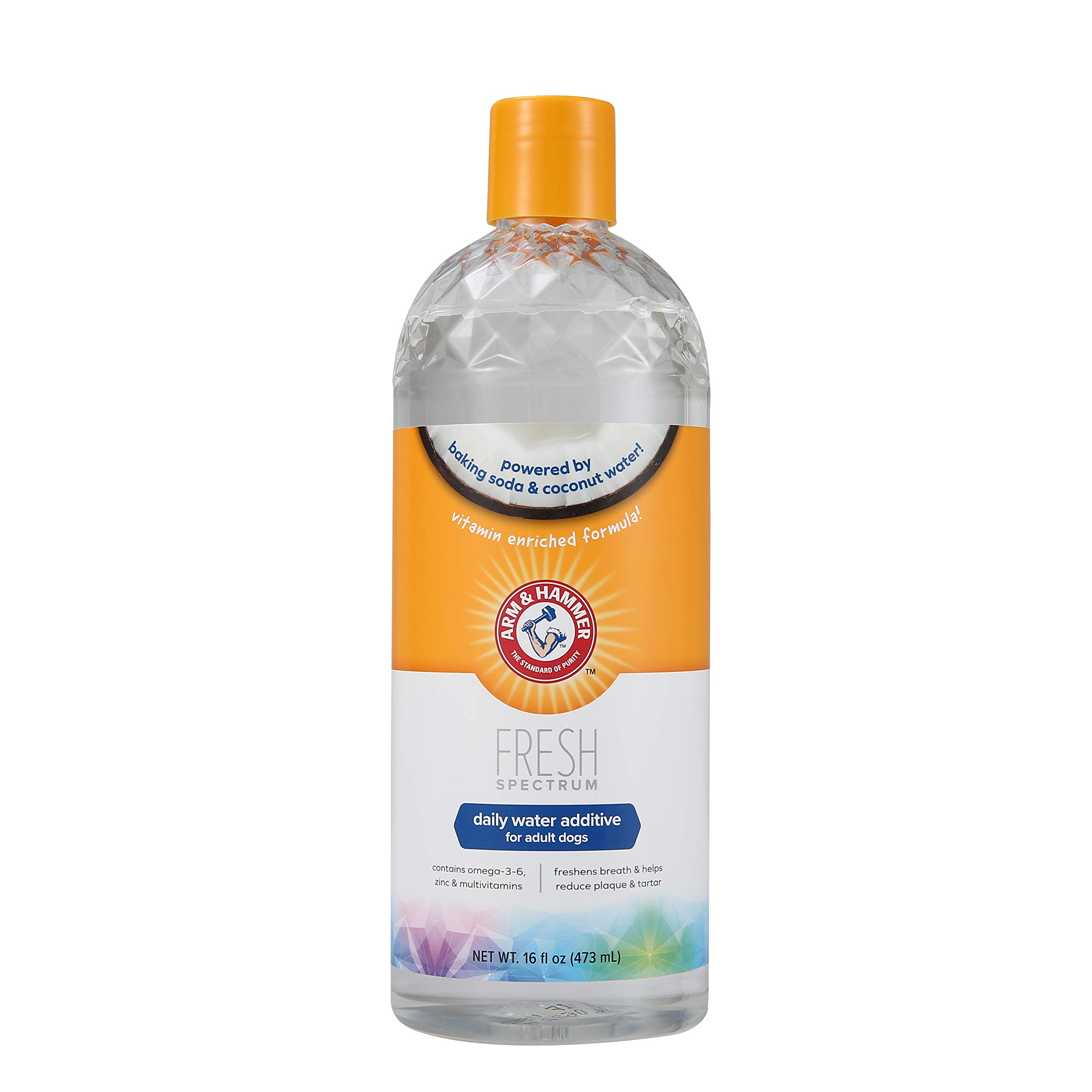 Arm & Hammer for Pets Fresh Spectrum Dental Water Additive for Dogs Baking Soda Enhanced Dog Dental Care Product Helps Freshen Breath and Reduce Plaque & Tartar, 16.9 Fl Oz