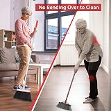 JEHONN Dustpan and Brush Set Long Handle 54in 180° Swivel Grey Red view 2