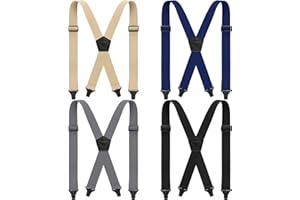 Sintege 4 Pcs X Back Hidden Suspenders Heavy Duty Hiking Suspenders Adjustable Under Clothing Invisible Belt