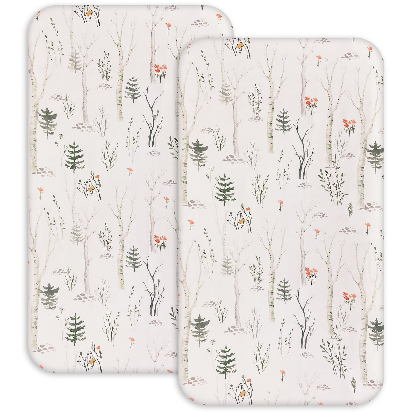 Changing Pad Cover Ultra Soft Breathable Changing Table Sheets 2 Packs, Muslin Baby Diaper Change Table Pad Covers for Girls & Boys 6.3 x 5.5 Inch (Zebra and Tree)