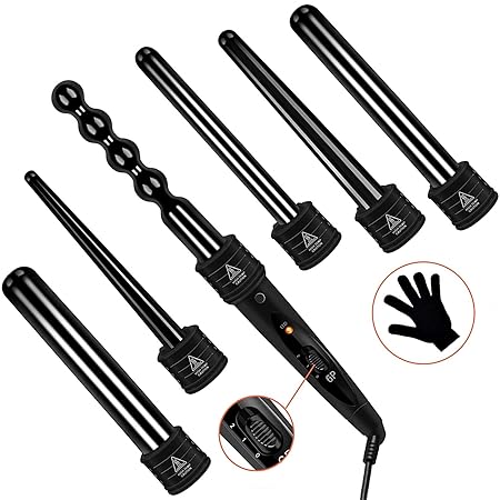 Lockenstab, BUDDYGO 6 in 1 Lockenwickler Set Multifunktions Austauschbare Keramikbeschichtung Lockenwickler mit 6 austauschba