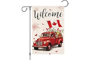Louise Maelys Canada Day Garden Flag 12x18 Double Sided, Burlap Small Welcome Patriotic Truck Floral Canadian Flags Drapeau D