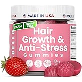 Trybello Hair Growth & Anti-Stress Gummies for Women | Powered by AnaGain — Plant-Based Biotin | Sugar-Free, Vegan Hair Supplements | Gluten-Free Gummy Vitamins for Thicker Healthier Hair | 60 Gummies