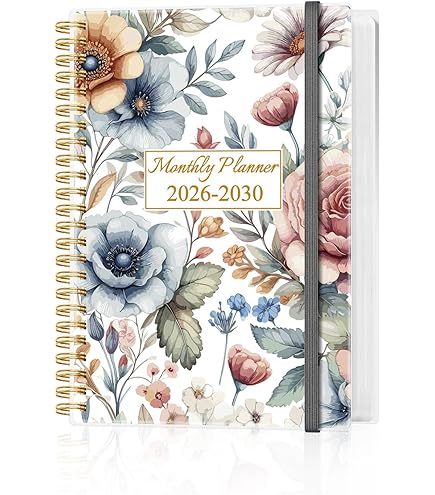 2026-2030 Monthly Planner, Five Years Calendar From January 2026 - December 2030 With Spiral Binding, Inner Pocket, Elastic Closure, 60 Month Planner For Home | School | Office, 5.8" X 8.5", Black