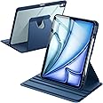 JETech Rotating Case for iPad Air 13-Inch M3/M2 (2025/2024) with Pencil Holder, 360 Degree Rotation Protective Stand Cover Clear Back, Auto Wake/Sleep (Deep Navy)