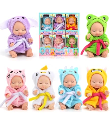 NEW Ebuddy 4 Pack 7" Baby Doll With Adorable Animal Thered Outlet $30.82
