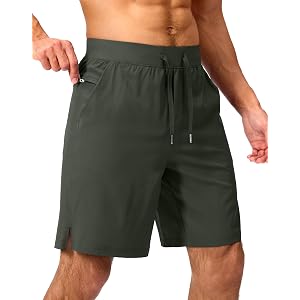 Soothfeel Men's Running Shorts with Zipper Pockets 9"/ 7"/ 5" Quick Dry Eight Basketball Gym Workout Athletic Shorts