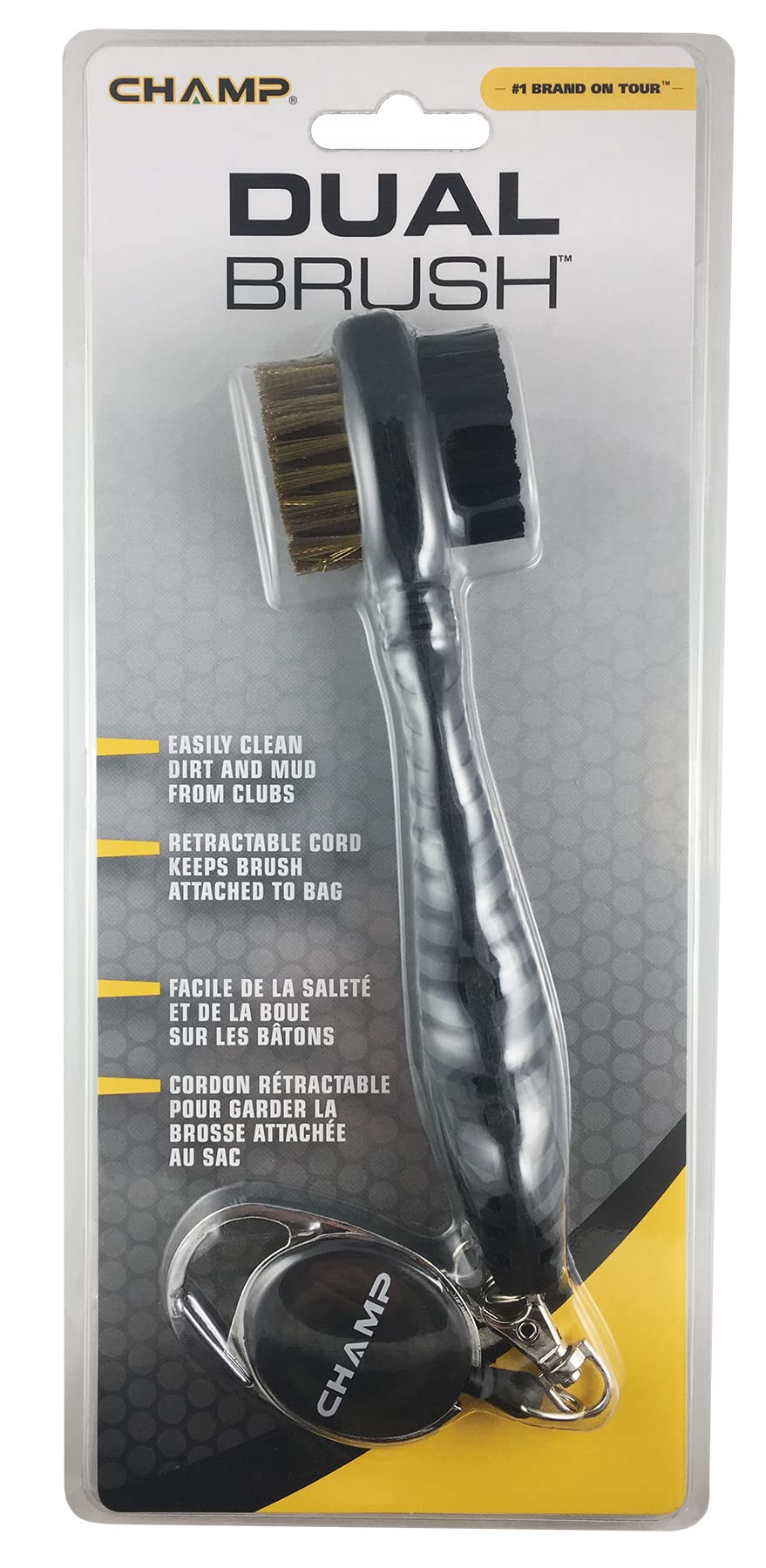 Champ Dual Golf Brush 2 with Zip Line Golf Cleaning Accessory,Black