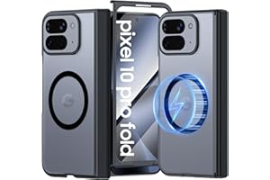 oupeigar for Google Pixel 10 Pro Fold Case Magnetic [Hinge Protection] [HD Screen Protector] [Translucent Matte] Slim Skin-Friendly&Smooth Touch Shockproof Phone Case for Pixel 10 Pro Fold (Black)