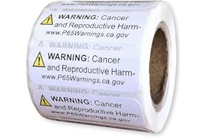MERHOFF & LARKIN Prop 65 California Warning Labels 500 Count Roll | 0.5 x 1.5 Inch Size | Perfect for Products and Consumer Alerts | CA 2024 Edition Notice Stickers for Cancer and Birth Defects