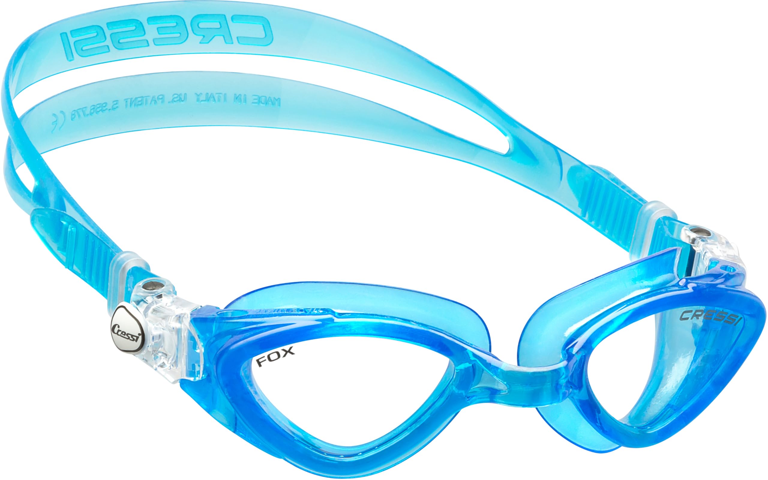 Cressi Fox Goggles Acquamarine/Aquamarine - Premium Adult Swimming Goggles Pool and Water Sports, Anti Fog 100% Anti UV, Aquamarine_Clear Lens, One Size
