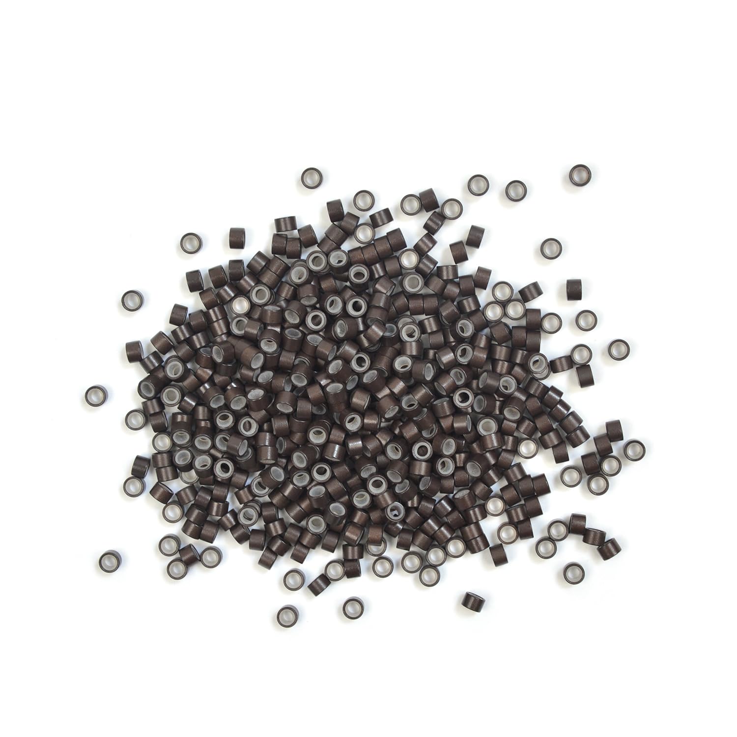 Photo 1 of 1000 Pcs Hair Extension Beads Silicone Lined Micro Links Beads 4.5 mm for Hair Extensions (Dark Brown)
