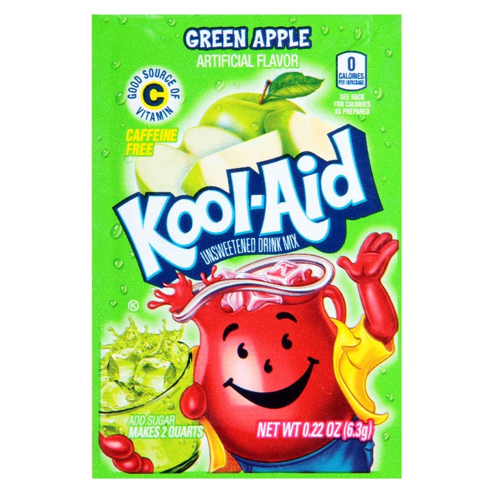 KoolAid Flavored Drink Mix, Unsweetened Green Apple, 0.22 Ounce