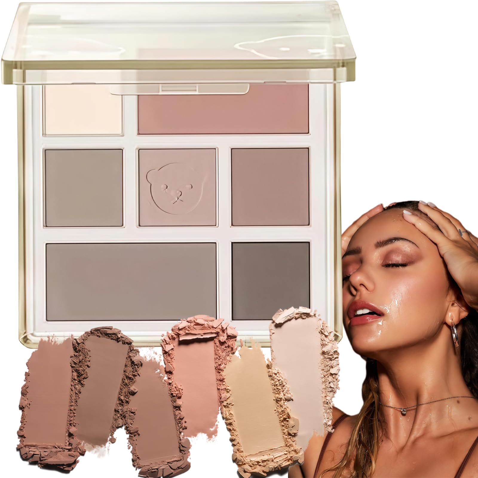 Portable Nude Eyeshadow Palette - 7 Matte Shades, Soft Blendable Formula, Highly Pigmented for Long-Lasting, Subtle Looks