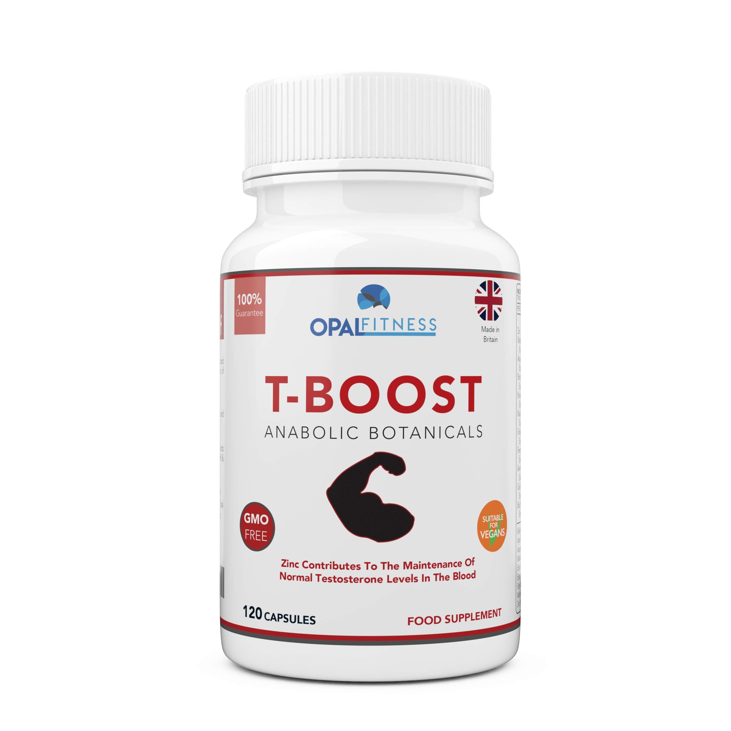 Testosterone and Libido Booster for Men by Opal Fitness - Anabolic Male Enhancing Vegan Capsules - Maca Root, Ginkgo Biloba, Korean Ginseng - Reduce Stress & Cortisol - Produced in UK - 120 Capsules